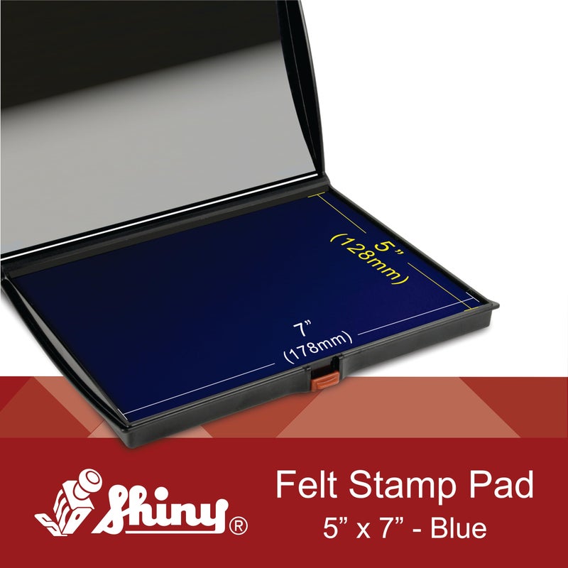 Shiny-AS-0940202 Large Stamp Pad, Felt, Plastic Cover, S4, 5" x 7", Blue Ink - Image 2